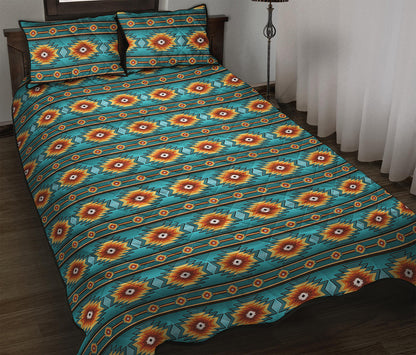 Ethnic Southwestern Navajo Pattern Print Quilt Bed Set