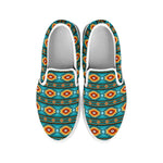 Ethnic Southwestern Navajo Pattern Print White Slip On Shoes