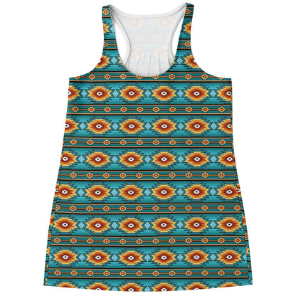 Ethnic Southwestern Navajo Pattern Print Women's Racerback Tank Top