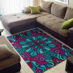 Ethnic Teal Bohemian Pattern Print Area Rug GearFrost