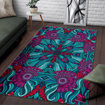 Ethnic Teal Bohemian Pattern Print Area Rug GearFrost