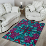 Ethnic Teal Bohemian Pattern Print Area Rug GearFrost