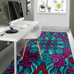 Ethnic Teal Bohemian Pattern Print Area Rug GearFrost