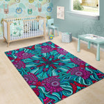 Ethnic Teal Bohemian Pattern Print Area Rug GearFrost