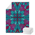 Ethnic Teal Bohemian Pattern Print Blanket