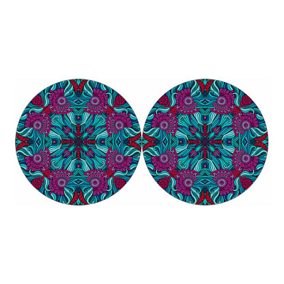 Ethnic Teal Bohemian Pattern Print Car Coasters