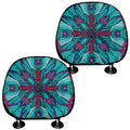 Ethnic Teal Bohemian Pattern Print Car Headrest Covers