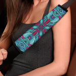 Ethnic Teal Bohemian Pattern Print Car Seat Belt Covers
