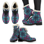 Ethnic Teal Bohemian Pattern Print Comfy Boots GearFrost
