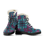 Ethnic Teal Bohemian Pattern Print Comfy Boots GearFrost