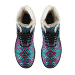 Ethnic Teal Bohemian Pattern Print Comfy Boots GearFrost