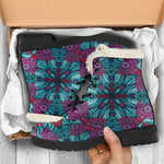 Ethnic Teal Bohemian Pattern Print Comfy Boots GearFrost