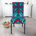 Ethnic Teal Bohemian Pattern Print Dining Chair Slipcover