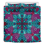 Ethnic Teal Bohemian Pattern Print Duvet Cover Bedding Set