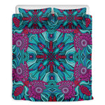 Ethnic Teal Bohemian Pattern Print Duvet Cover Bedding Set