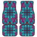 Ethnic Teal Bohemian Pattern Print Front and Back Car Floor Mats