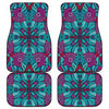 Ethnic Teal Bohemian Pattern Print Front and Back Car Floor Mats