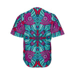 Ethnic Teal Bohemian Pattern Print Men's Baseball Jersey
