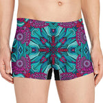 Ethnic Teal Bohemian Pattern Print Men's Boxer Briefs