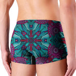 Ethnic Teal Bohemian Pattern Print Men's Boxer Briefs