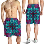 Ethnic Teal Bohemian Pattern Print Men's Shorts