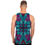 Ethnic Teal Bohemian Pattern Print Men's Tank Top