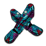 Ethnic Teal Bohemian Pattern Print Muay Thai Shin Guard