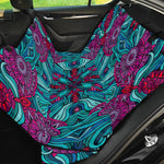 Ethnic Teal Bohemian Pattern Print Pet Car Back Seat Cover