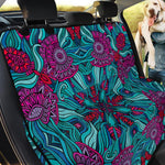 Ethnic Teal Bohemian Pattern Print Pet Car Back Seat Cover