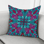 Ethnic Teal Bohemian Pattern Print Pillow Cover