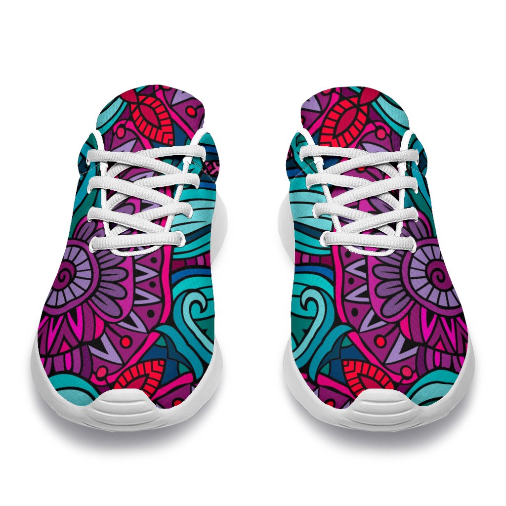 Ethnic Teal Bohemian Pattern Print Sport Shoes GearFrost