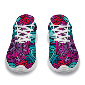 Ethnic Teal Bohemian Pattern Print Sport Shoes GearFrost