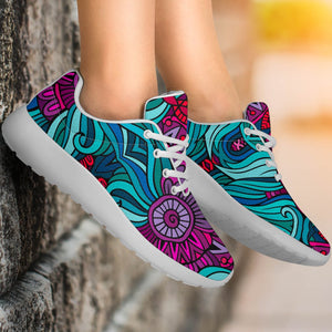 Ethnic Teal Bohemian Pattern Print Sport Shoes GearFrost