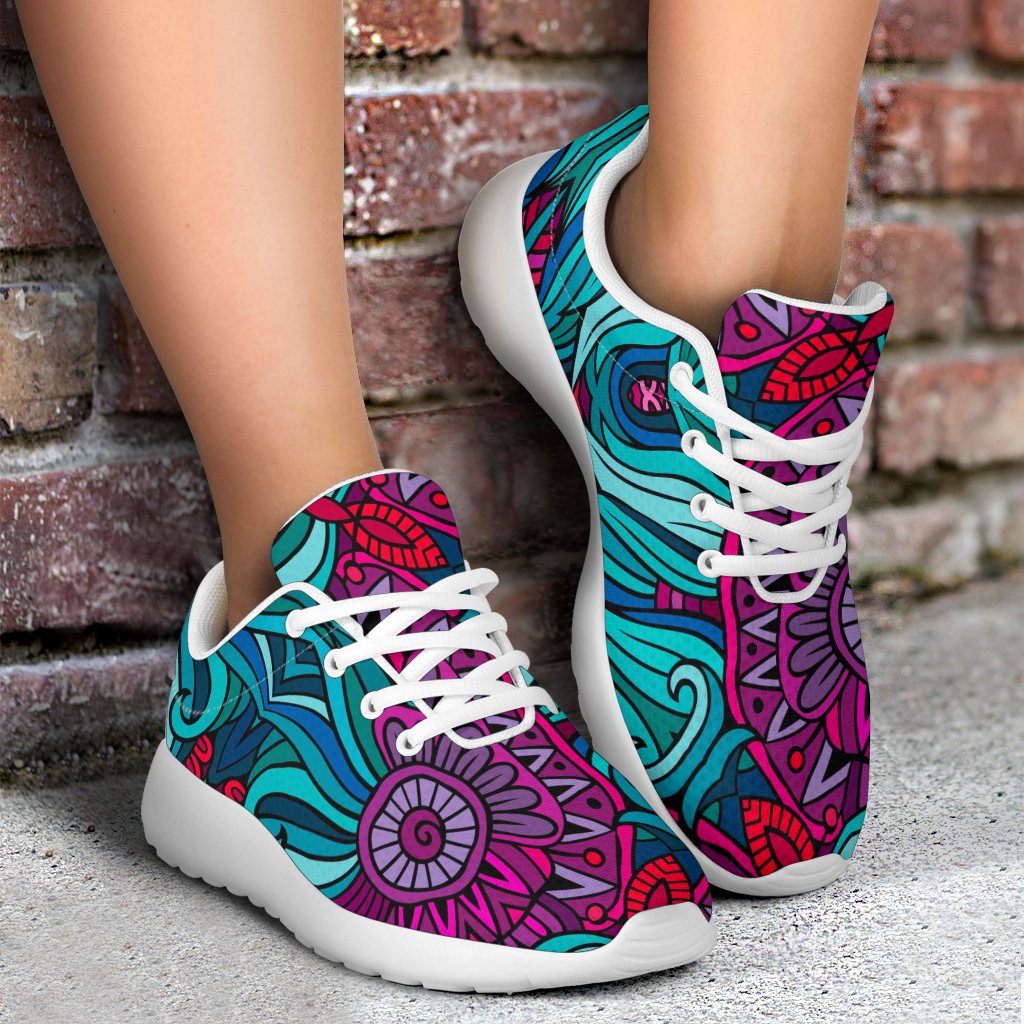 Ethnic Teal Bohemian Pattern Print Sport Shoes GearFrost