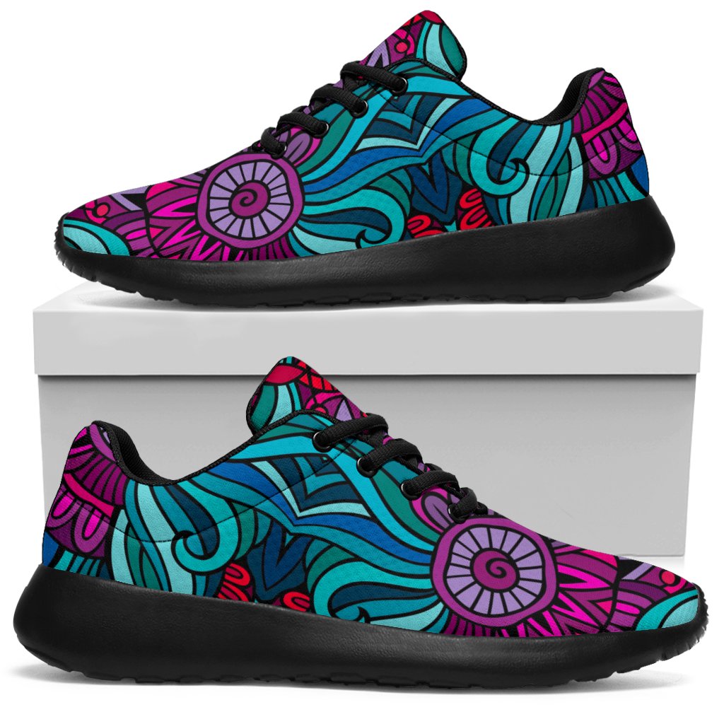 Ethnic Teal Bohemian Pattern Print Sport Shoes GearFrost