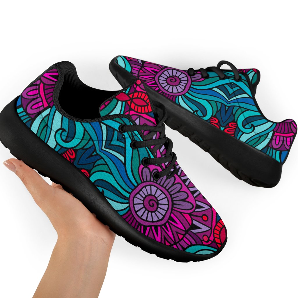 Ethnic Teal Bohemian Pattern Print Sport Shoes GearFrost