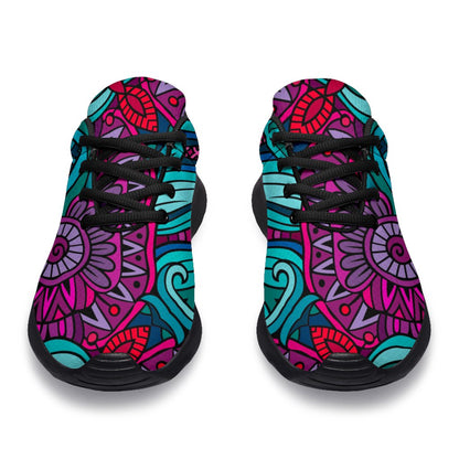 Ethnic Teal Bohemian Pattern Print Sport Shoes GearFrost
