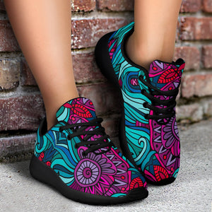 Ethnic Teal Bohemian Pattern Print Sport Shoes GearFrost