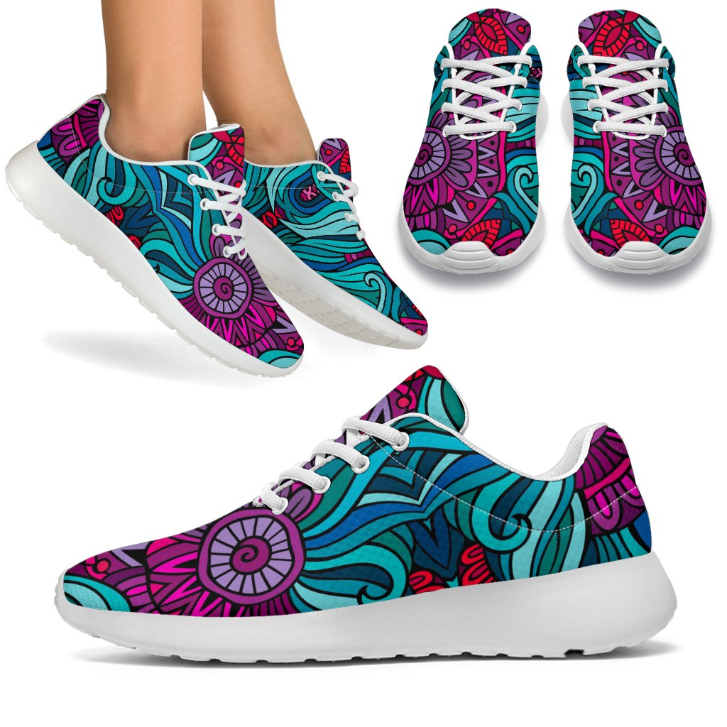 Ethnic Teal Bohemian Pattern Print Sport Shoes GearFrost