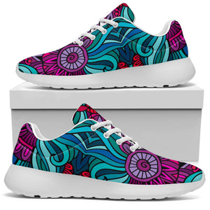 Ethnic Teal Bohemian Pattern Print Sport Shoes GearFrost