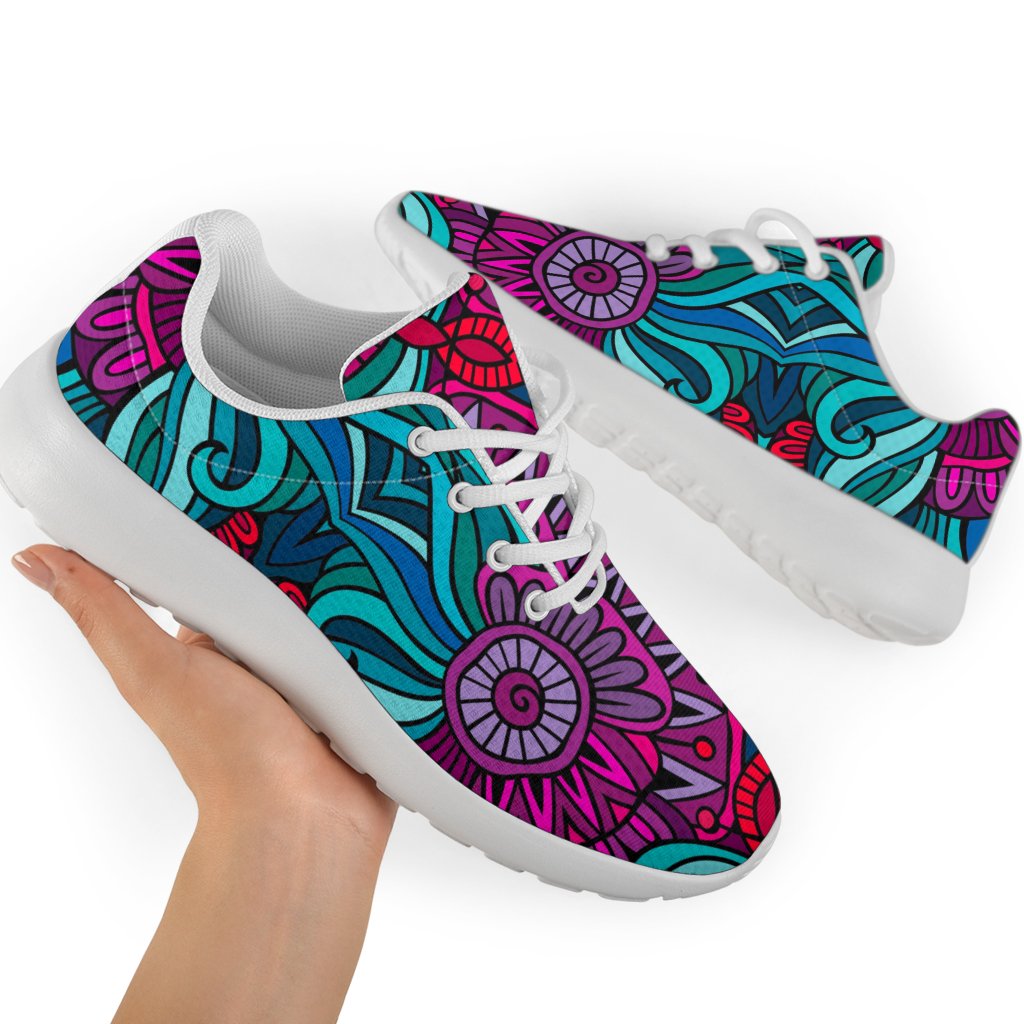 Ethnic Teal Bohemian Pattern Print Sport Shoes GearFrost