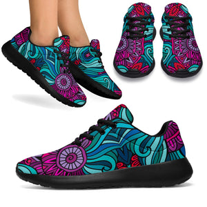 Ethnic Teal Bohemian Pattern Print Sport Shoes GearFrost