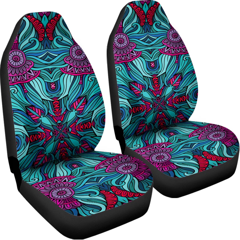 Ethnic Teal Bohemian Pattern Print Universal Fit Car Seat Covers