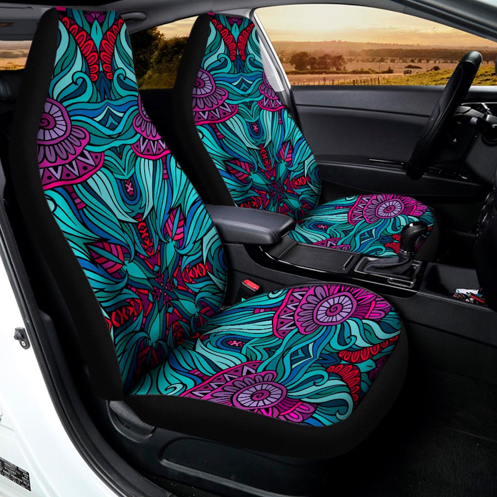 Ethnic Teal Bohemian Pattern Print Universal Fit Car Seat Covers