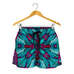 Ethnic Teal Bohemian Pattern Print Women's Shorts