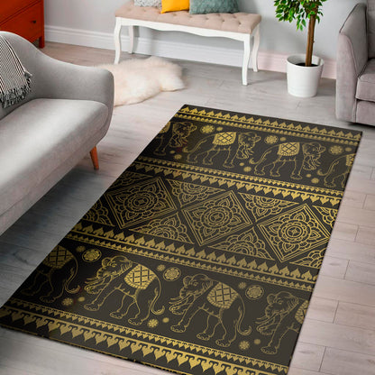 Ethnic Thai Elephant Pattern Print Area Rug