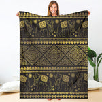 Ethnic Thai Elephant Pattern Print Blanket