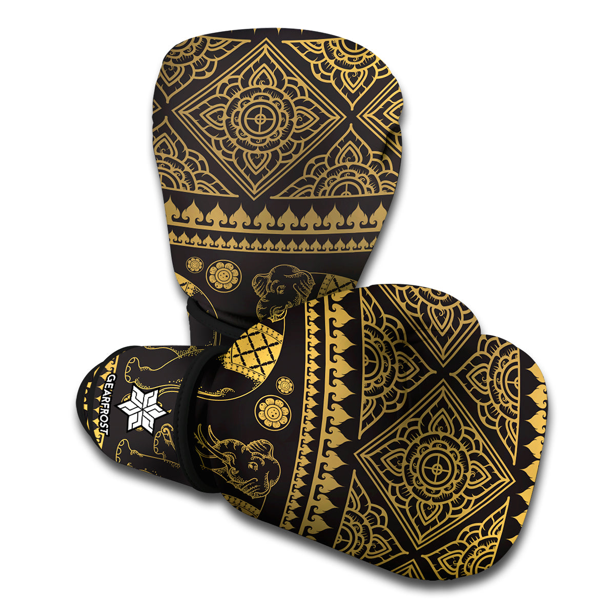 Ethnic Thai Elephant Pattern Print Boxing Gloves