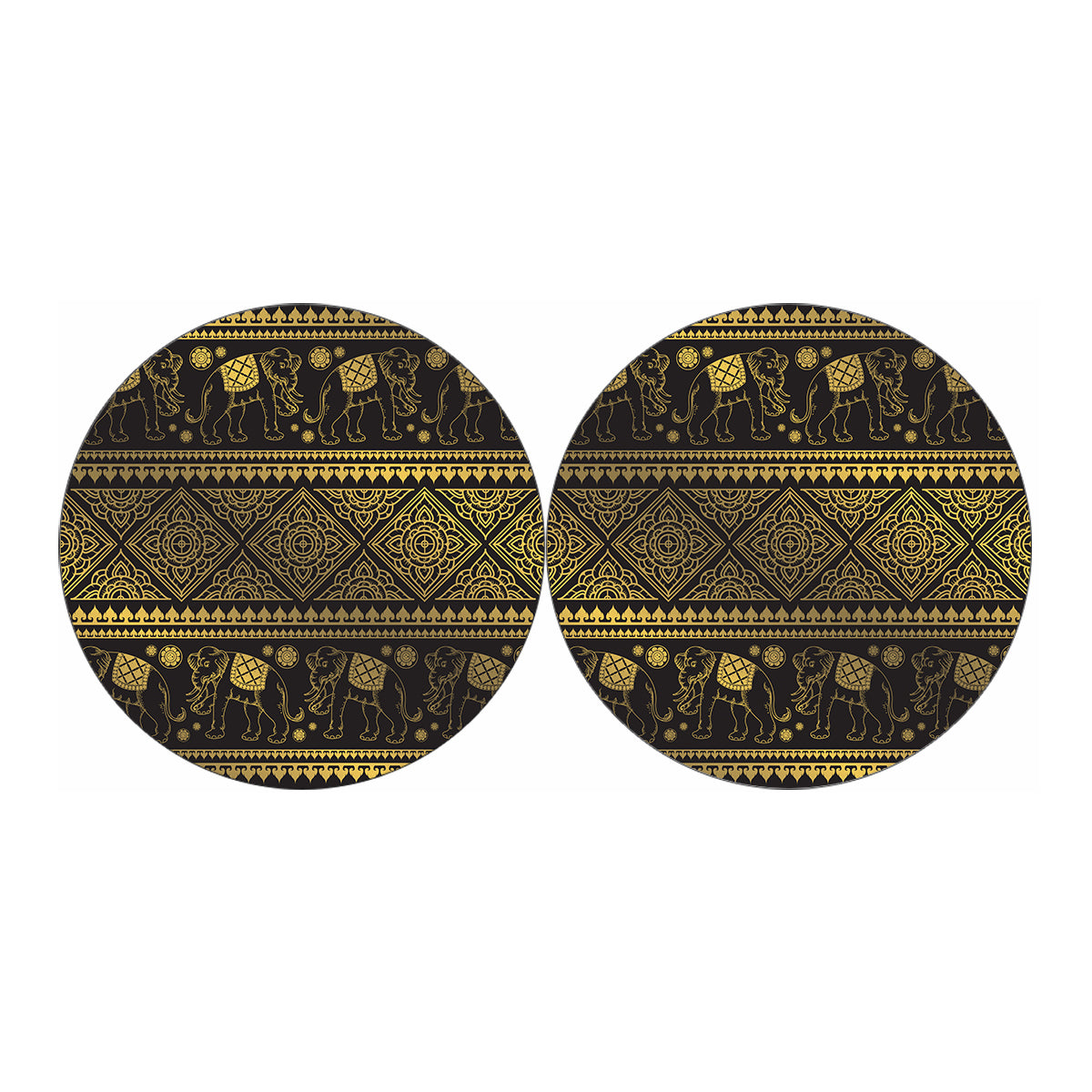 Ethnic Thai Elephant Pattern Print Car Coasters
