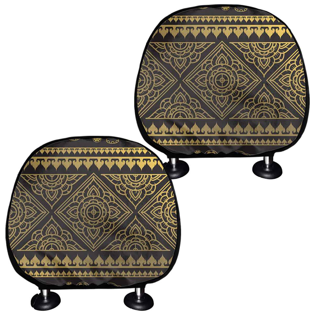 Ethnic Thai Elephant Pattern Print Car Headrest Covers